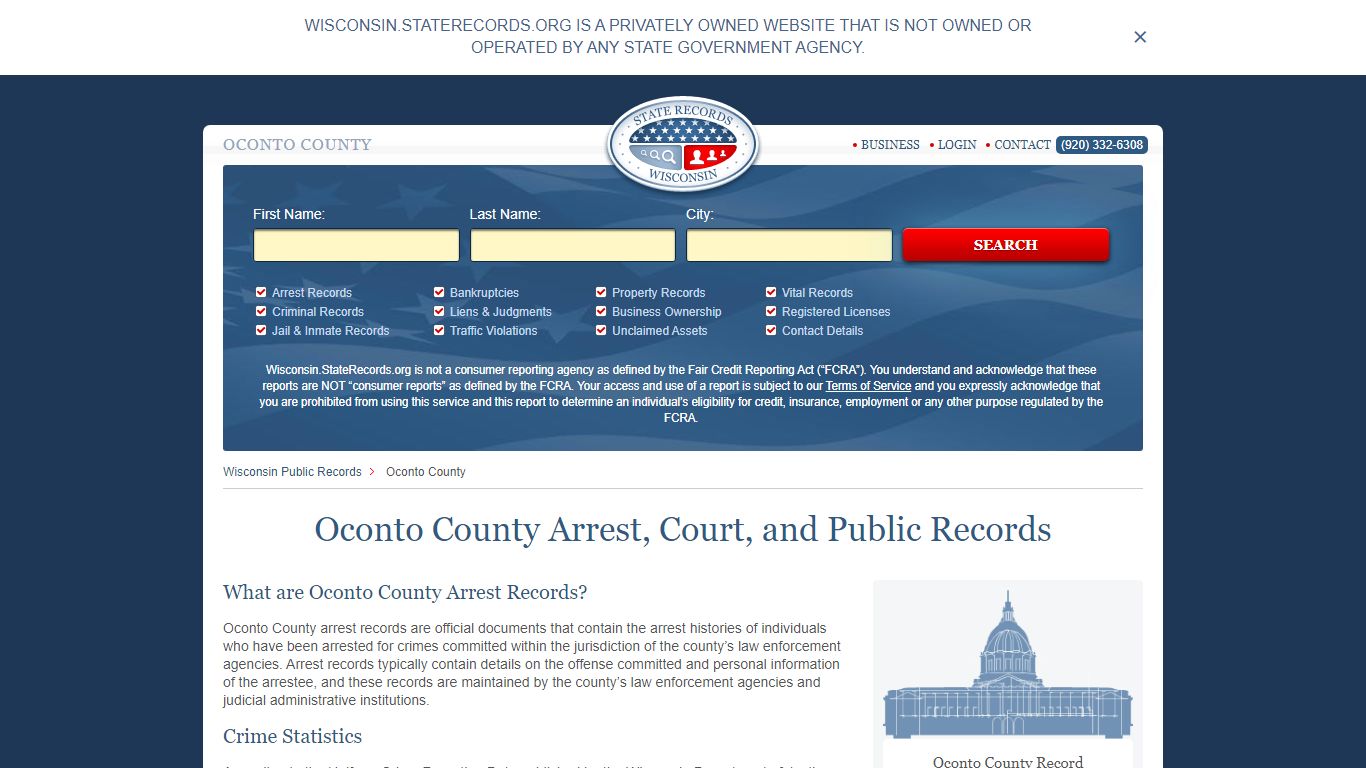 Oconto County Arrest, Court, and Public Records